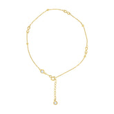 14kt Yellow Gold Womens Cubic-Zirconia Beaded Infinity Link Anklet Size 10 Inches