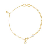 14kt Yellow Gold Womens Cubic-Zirconia Infinity Charms Bracelet Size 8 Inches