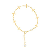 14kt Yellow Gold Womens Cubic-Zirconia Cross Link Bracelet Size 8 Inches