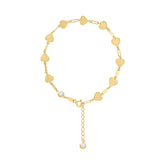14kt Yellow Gold Womens Cubic-Zirconia Heart Link Bracelet Size 8 Inches