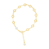 14kt Yellow Gold Womens Cubic-Zirconia Circle Fashion Link Bracelet Size 8 Inches