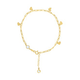 14kt Yellow Gold Womens Cubic-Zirconia Heart Charms Bracelet Size 8 Inches