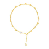 14kt Yellow Gold Womens Cubic-Zirconia Heart Link Anklet Size 10 Inches
