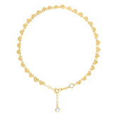 14kt Yellow Gold Womens Cubic-Zirconia Heart Link Anklet Size 10 Inches