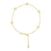 14kt Yellow Gold Womens Cubic-Zirconia Circle Link Fashion Anklet Size 10 Inches