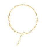 14kt Yellow Gold Womens Cubic-Zirconia Cross Link Bracelet Size 8 Inches