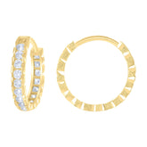14kt Yellow Gold Womens Cubic-Zirconia Diamond-Cut Fashion Hoop Earrings