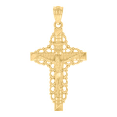 10kt Yellow Gold Unisex Cross Crucifix Religious Charm Pendant