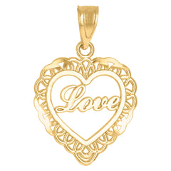 10kt Gold Yellow Unisex Love Heart Charm Pendant