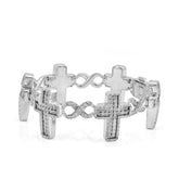 925 Sterling Silver 2.55CTW Natural Diamond Illusion Cross Infinity Tennis Mens Bracelet 8.5" 61.9gms