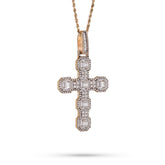 10k Yellow Gold 6.75CTW Block Cross Pendant Round/Baguette Natural Diamond Religious Charm 9.9gm