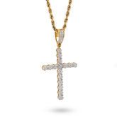 10k Yellow Gold 0.50CTW Natural Diamond Prong Set Cross Pendant Mens Religious Charm 2.9g