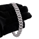 11MM 925 Sterling Silver 4.375CTW Natural Diamond Baguette Centre Row Cuban Link 8" Mens Bracelet 36.9g