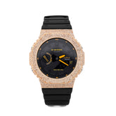 Casio G-Shock GA-2100 4.6 CT Natural Diamond Iced Out Yellow Bezel & Black Dial Watch