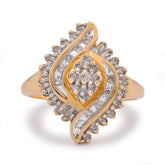 10k Yellow Gold 0.98CTW Cocktail Shell Shape Natural Diamond Womens Ring 3gms