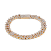 10MM 10k Yellow Gold 6.5CTW Natural Diamond Prong Cuban Link 8" Bracelet 51.1gms For Mens