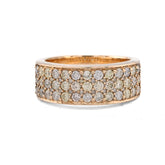 Mens 3 Row Natural Diamond 10k Gold 2.5CTW Round Stone Band Ring 7.3gms