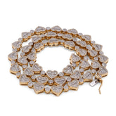 7MM 10k Yellow Gold 6.10CTW Natural Diamond Heart Shape Link Baguette Tennis Chain 18" Necklace 32.9g