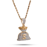 10k Yellow Gold Money Bag "$" 1.5CTW Natural Diamond Mens Charm Pendant 4.7gms