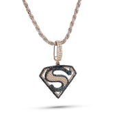 10k Yellow Gold Superman logo 2CTW Natural Diamond Mens Charm Pendant 4.2gms