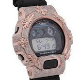 Casio G-Shock DW-6900 3.5 CT Natural Diamond Iced Out Rose Chrome Heart Cross Watch