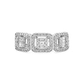 Rectangular 3 Link Natural Diamond 10k White Gold 1CTW Baguette Centre Mens Pinky Ring 4g