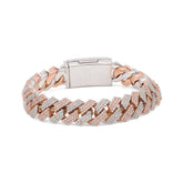 Mens 12MM 10k Rose/White Gold 11.70CTW Natural Diamond Snake Cuban Link 8" Bracelet 109.6gms