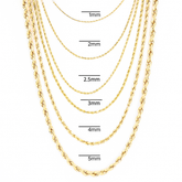 10K Yellow Gold Diamond Cut Rope Chain Necklace 1mm-12mm Mens Womens 16" - 30"
