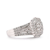 10k White Gold 1.5CTW Halo Cluster Centre Round Solitaire Natural Diamond Womens Wedding Ring 4.1g