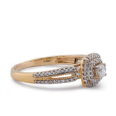 10k Yellow Gold 1.25CTW Natural Diamond Solitaire Centre Halo Square Womens Ring 3.1gms