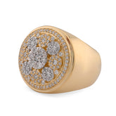 Round Flower Cluster 1.05CTW Natural Diamond 10k Gold Mens Pinky Ring 11.2g