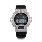Casio G-Shock DW-6900 3.5 CT Natural Diamond Iced Out White Chrome Heart Cross Watch