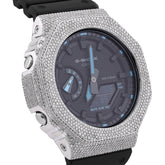 Casio G-Shock GA-2100 4.6 CT Natural Diamond White Iced Out Bezel Black Dial Band Watch