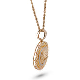 10k Yellow Gold 0.5CTW Natural Diamond Lion with Cuban Link Round Charm Men Pendant 7.4gms