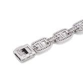 17MM 925 Sterling Silver 2.60CTW Natural Diamond Illusion Chain Link Mens Bracelet 8.5" 72.8gms