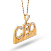 Mens 4CTW Baguette/Round Natural Diamond 10k Gold Charm CEO Pendant 24.9g