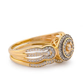 Round Halo Diamond Women Ring w/ Band Natural 1.29CTW 10k Yellow Gold 4.1gms