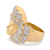 10k Yellow Gold 1.05CTW Natural Diamond Indian Tribe Baguette Mens Ring 13.6g