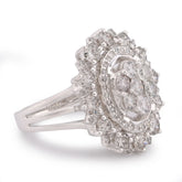 Flower Shape Cluster Centre Natural Diamond 4.86CTW Women Ring 14k White Gold 9.7gms