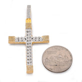 10k Yellow Gold Cuban Link Design Cross Pendant 7/8CTW Natural Diamond Mens Charm 7g