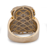 10k Yellow Gold 0.75CTW Jesus Head Natural Diamond Mens Ring 10.2gms