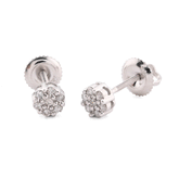 10k White Gold 0.11 CTW Natural Diamond Flower Stud Men Women Earrings 1g