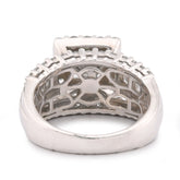 14k White Gold 2.56CTW Natural Diamond Princess Centre Square Halo Three Row Womens Promise Ring 8.3g