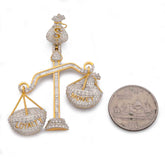 Libra Scale Natural Diamond 10k Yellow Gold 4CTW Money Bag Bail Mens Charm 14.9gms
