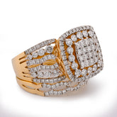 Square Shape Halo Multi Row Womens 1.5CTW Natural Diamond Ring w/ Band 10k Yellow Gold 6.7gms