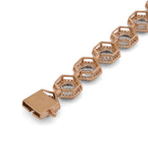 8MM 10k Yellow Gold 2CTW Natural Diamond Hexagon Link Illusion Set 8" Bracelet 13.1gms