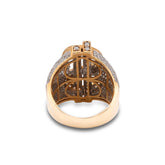 10k Gold Dollar Sign "$" 2.75CTW Natural Diamond Side Iced Mens Pinky Ring 10gms