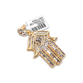 Hamsa Hand 2.5CTW Natural Diamond 10k Gold Pendant Evil Eye Centre Charm 8.6gm