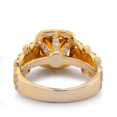 Round Solitaire Rectangular Halo Side Design 2.5CTW Natural Diamond Womens Ring 14k Yellow Gold 6.1gm