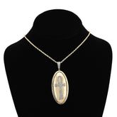 10k Yellow Gold Ankh Cross Oval Shape Pendant 0.65CTW Natural Diamond Religious Charm 15.6g